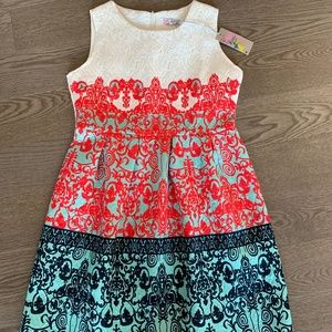 Dress with empire waist by Shika - red, white & blue